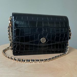 🔥 Tory Burch Robinson croc-embossed crossbody bag